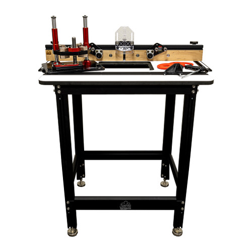 Complete Mast-R-Lift II router table package with fence and stand